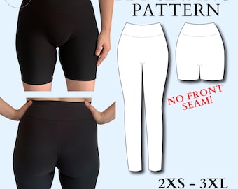 NO FRONT SEAM Shorts and Leggings pdf Sewing Pattern | Make your own activewear!