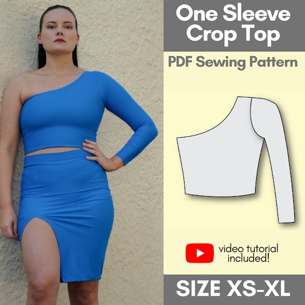 One Sleeve Crop Top PDF Sewing Pattern | Nat's Patterns