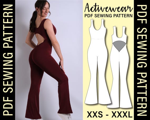 Jumpsuit Flare Leg PDF Sewing Pattern Make Your Own Activewear
