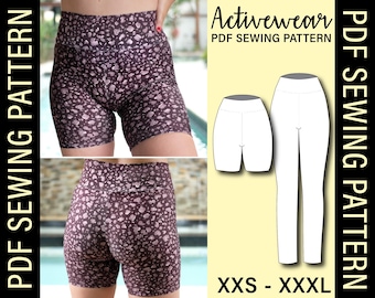 High Waist Leggings and Bike Shorts PDF Sewing Pattern | Make your own activewear!