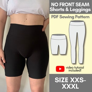 NO FRONT SEAM Shorts and Leggings pdf Sewing Pattern | Make your own activewear!