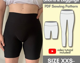 Patron de couture pour shorts et leggings SANS COUTURE DEVANT pdf | Créez vos propres vêtements de sport !