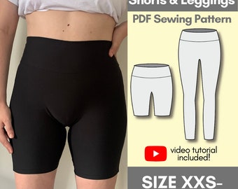 NO FRONT SEAM Shorts und Leggings pdf Schnittmuster | Machen Sie Ihre eigene Sportbekleidung!