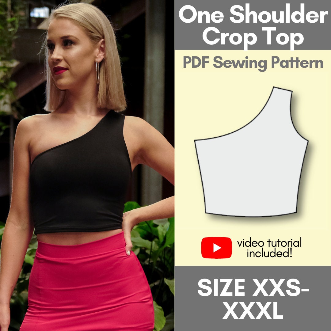 One Shoulder Crop Top PDF Sewing Pattern Nat s Patterns Etsy