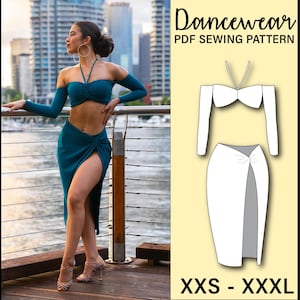 Dancewear Sewing Pattern: Twist Skirt & Halter Top (PDF Pattern, XXS-XXXL)