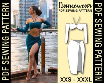 Dancewear Sewing Pattern: Twist Skirt & Halter Top (PDF Pattern, XXS-XXXL)