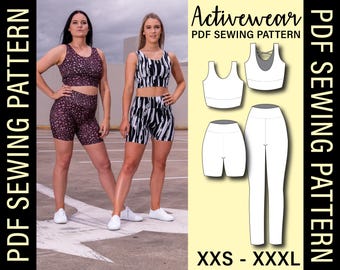 Crop Top & High Waist Leggings Set PDF Sewing Pattern | Make your own activewear set!