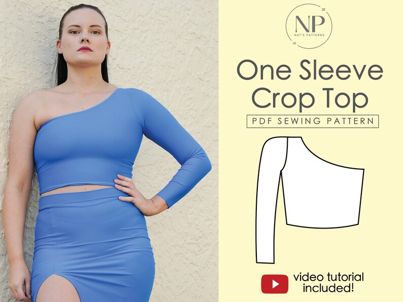 One Sleeve Crop Top PDF Sewing Pattern Nat's Patterns - Etsy