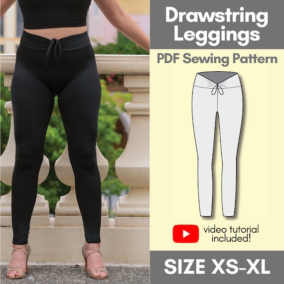 High Rise Leggings Sewing Pattern Pants XS-XL Instant Download