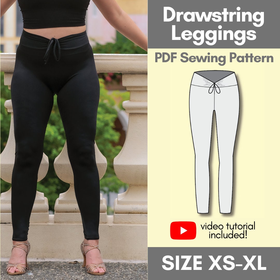 High Waist Drawstring Leggings and Bike Shorts PDF Sewing Pattern Make Your  Own Activewear 