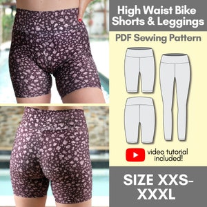 High Waist Leggings and Bike Shorts PDF Sewing Pattern | Make your own activewear!