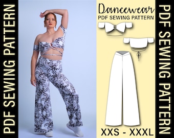 V-Back Pants and Ring Tie Top PDF Sewing Pattern | Make your own dancewear!