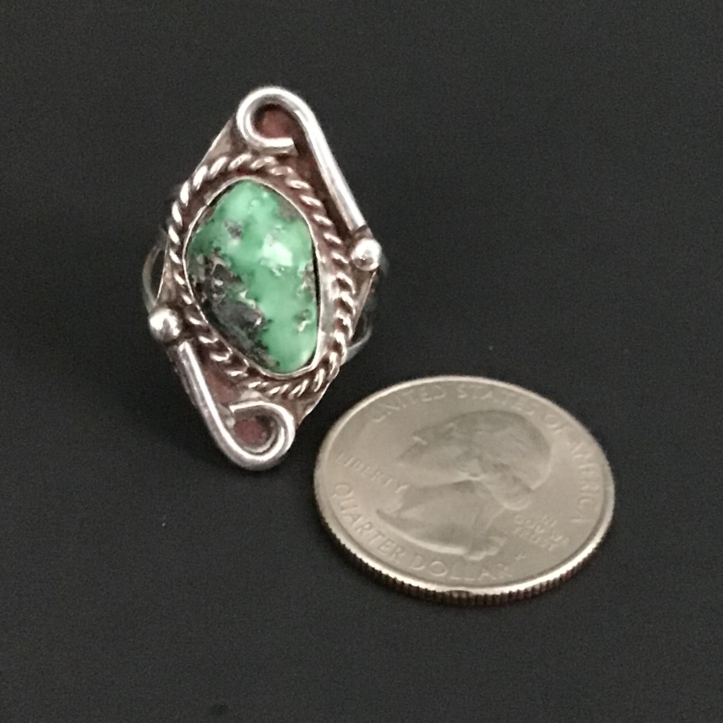 Vintage Navajo Sterling Silver Turquoise Ring Size 8, Southwest ...