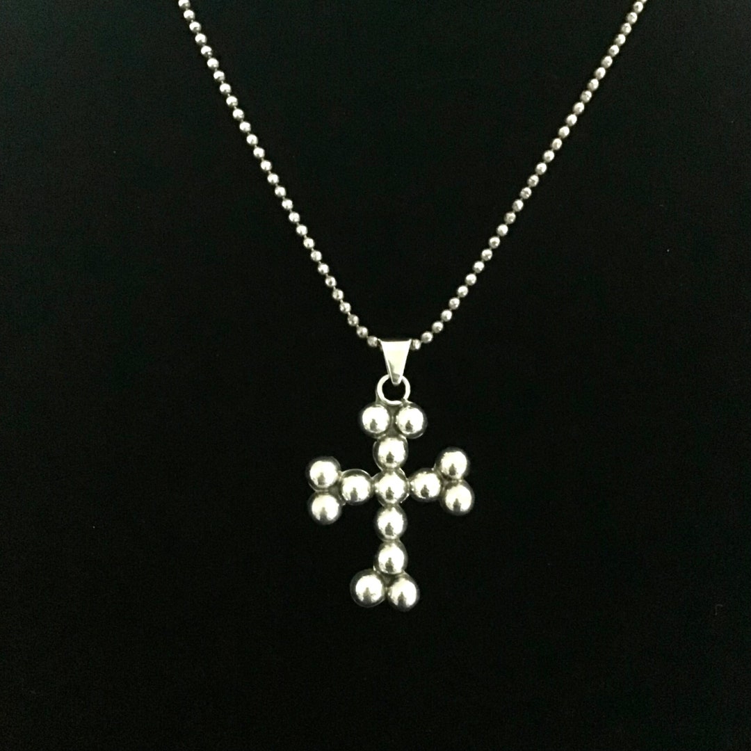 Taxco Sterling Silver Cross Pendant Necklace 18 Inches, Handmade ...