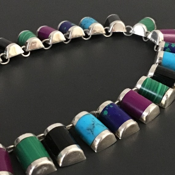 Mexico Sterling Silver Bold Statement Necklace 17… - image 4