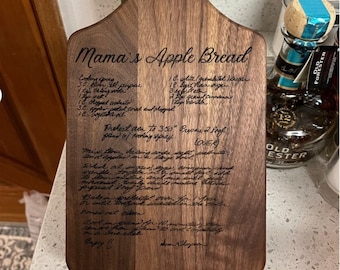 Recipe Cutting Board, Personalized Cutting Board, Mother's Day Gift, Handwriting, Personalized Charcuterie board, Grandmother, Handle board.