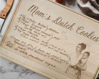 Personalized Handwritten Recipe Cutting Board – Custom Engraved Family Recipe Keepsake