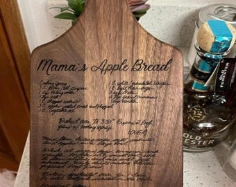 Handwritten Recipe Laser Engraved Cutting Board — Personalized Christmas Gift