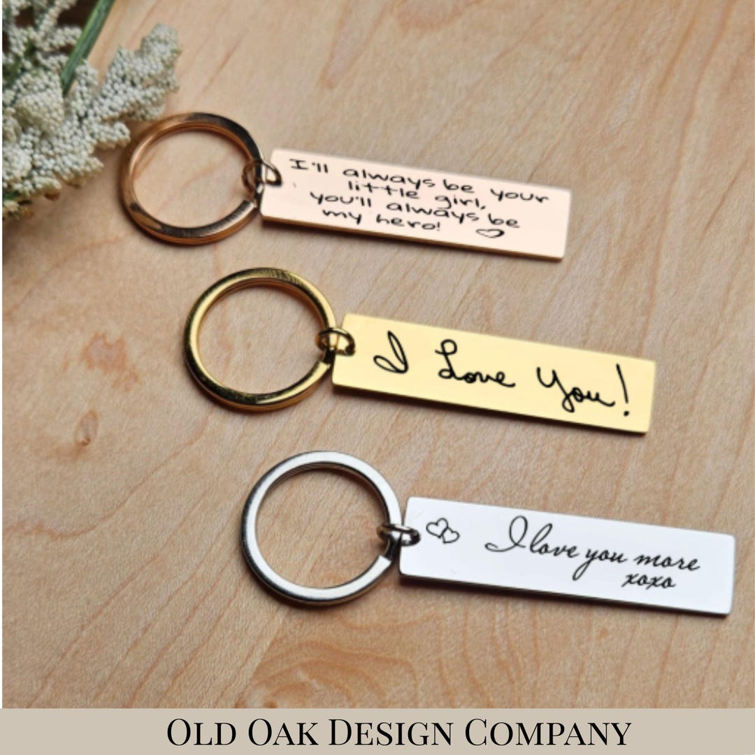Personalized Handwriting Metal Keychain — Custom Engraved Signature ...