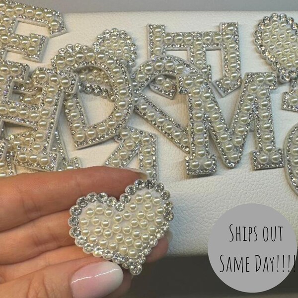 Rhinestone Pearl Letter Patches, Customize Patch, Hats Jacket Slippers Bag Bride Wifey Patch, DIY patches, Custom Name Patch Letters