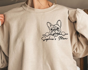Personalized Name French Bulldog Sweatshirts for Frenchie Mama Gift,Custom Frenchie Mom Sweatshirt , Personalized Frenchie Bulldog Lover