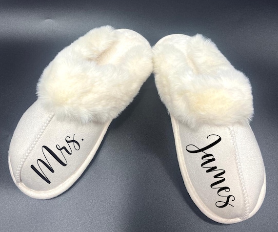 Personalized Fluffy Slippers Customized Slippers With Name bride