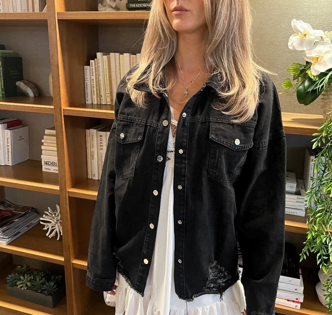 Ripped Jean Jacket - Etsy