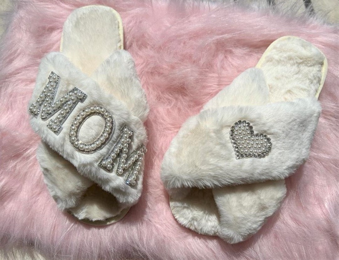 Personalized Mom Pearl Slippers Gift,mom Spa House Slippers,mother's