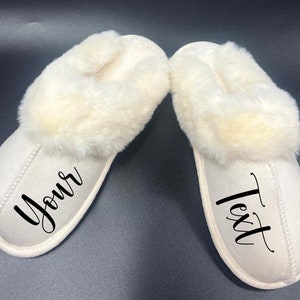 Personalized Fluffy Slippers, Christmas Customized slippers with name,Family Matching Christmas Slippers Gifts,Gift for Mom Her Slippers