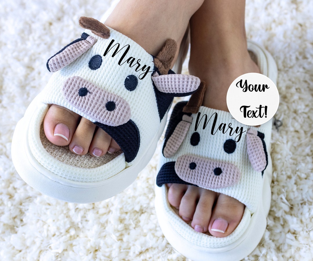 Fluffy Cow Slippers,cute Animal Cow Slippers,moo Slippers,gift for Mom