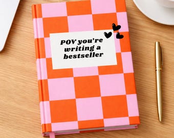 Pink & Orange Checkered Notebook | Modern Author Journal