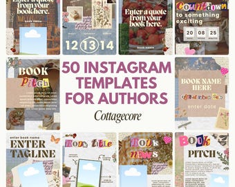 Cosy Fantasy Cottagecore Author Instagram Templates: Book Marketing (Canva, Digital Download)