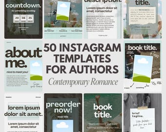 Instagram-sjablonen voor hedendaagse romantiek: blauw Bookstagram (canva, digitale download)