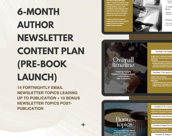 Author Newsletter Content Plan | 6-Month Book Launch Guide (Digital Download)