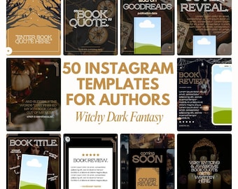 Witchy Dark Fantasy Author Instagram-sjablonen - 50 canvaposts (digitale download) - oranje, bruin, zwart