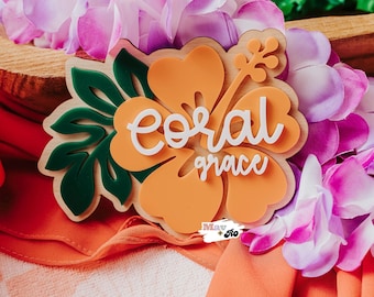 Hibiscus Baby Name Announcement Sign