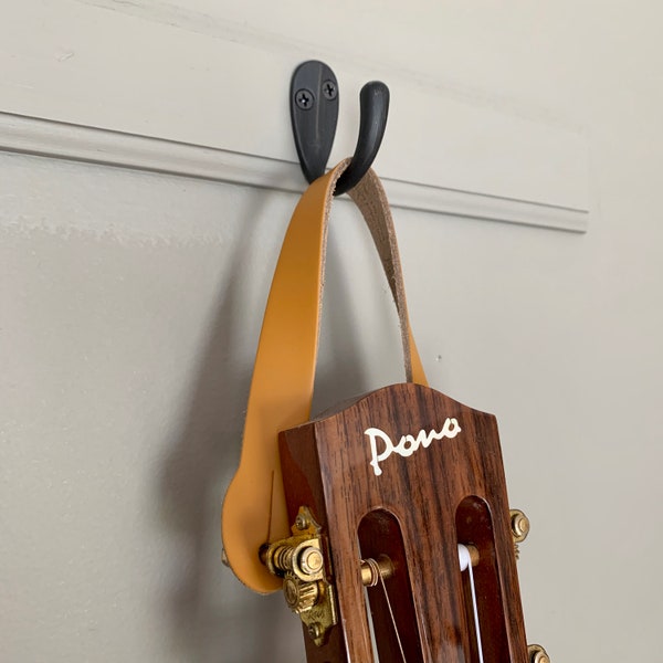 Tan Leather Wall Hanger for Ukulele, Guitar, Banjo, Mandolin, Etc.