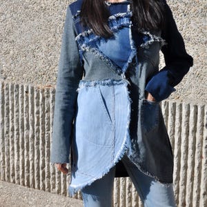 Frayed Denim Jacket: Lightweight Summer Jean Coat, Size Small