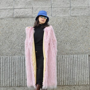 Shaggy Long Women Coat,fuzz Baby Pink Long Jacket,light Faux