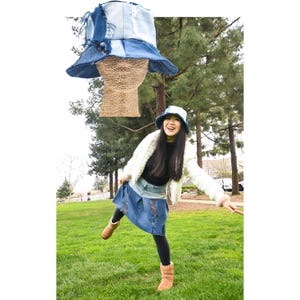 Handmade Upcycled Denim Bucket Hat: 4-Way-Wear Patchwork Design