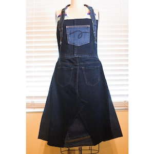 Utility Upcycled Two Tune Denim Apron With Three Pockets Only ONE Women Size L XLP Men Size M L