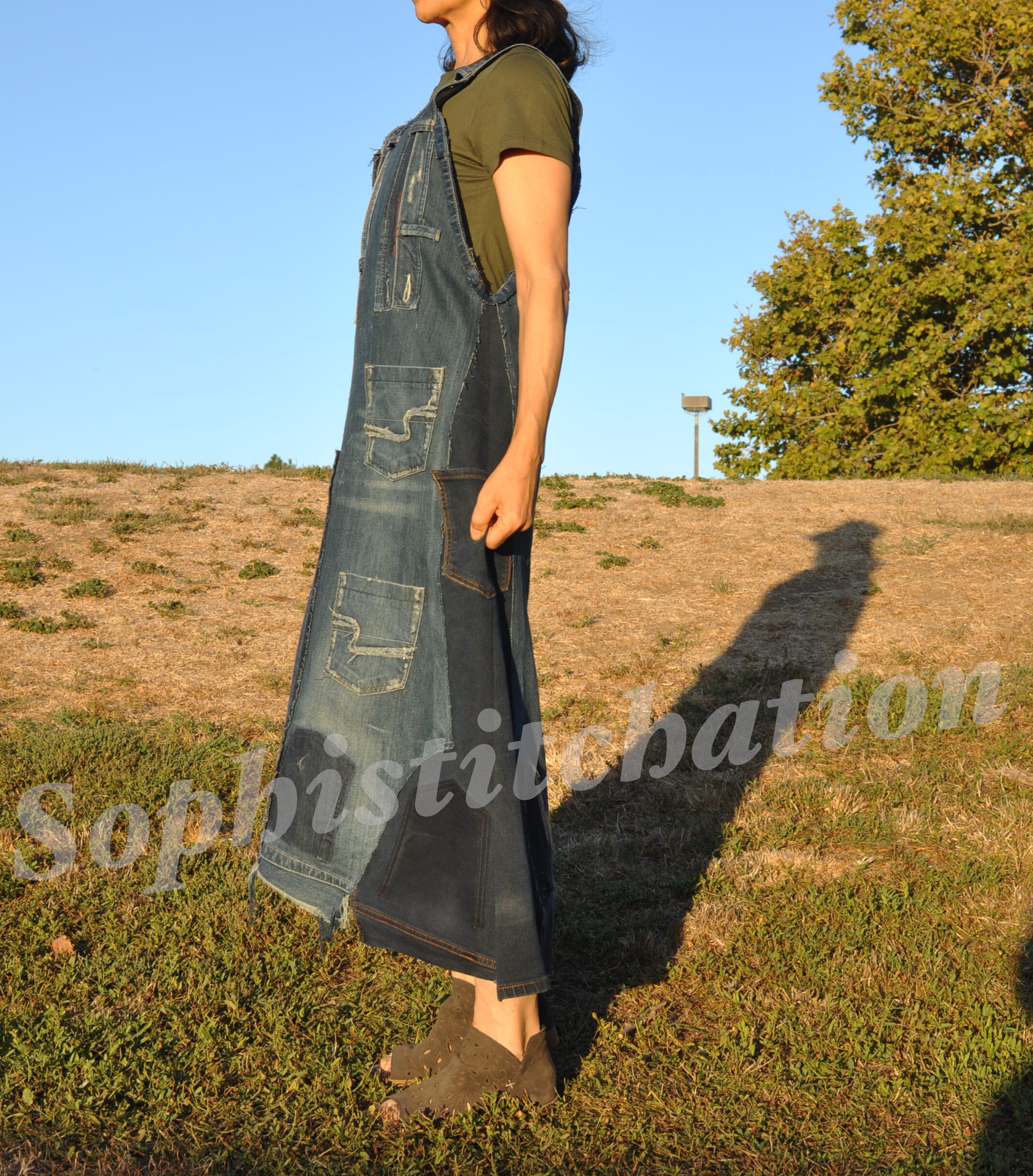 Upcycled Denim Sleeveless Mini Dress