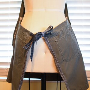 Upcycled Cotton Apron: Army Green Utility Style with Pockets image 6