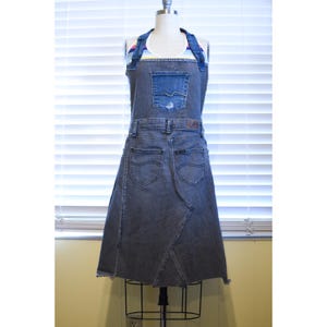 Unisex Handmade Upcycled Gray Denim Apron With Three Pockets from Lee jeans One Size Only ONE Women Size S M L XLP Men Size XS S M L