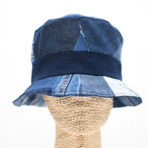 Handmade Upcycled Denim Patchwork Bucket Hat - 4-Way-Wear