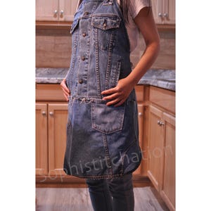 Utility Pure Cotton Denim Apron With 6 Pockets Upcycled From Denim jacket Only ONE Women S / M / L / XL / 1X Men XS / S