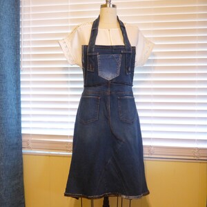 Handmade Utility Upcycled Denim Apron With Three Pockets One Size Only ONE Women M L XLP Men M