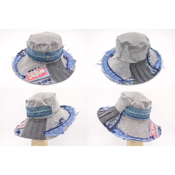 Vintage Vibes Patchwork Floppy Hat Upcycled Wearable Art - One Size Epic Kat / Designer Hat Designer Hat Ripped Shabby Chic  main image 4