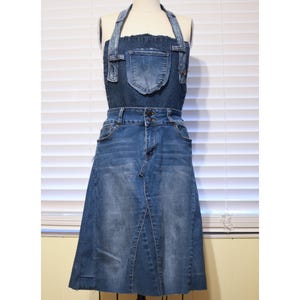 Unisex Handmade Utility Upcycled Denim Apron With Pockets Women Size S / M / LP Men Size XXS / XS