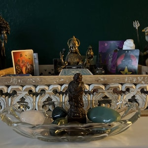 Thrifted tray, thrifted decorative tray, crystal tray, glass